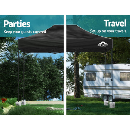 Instahut Gazebo Pop Up Marquee 3x4.5 Folding 500D Wedding Tent Base Pod Black.