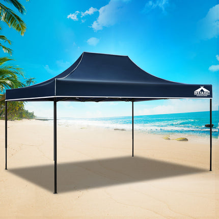 Instahut Gazebo Pop Up Marquee 3x4.5m Folding Tent Camping 500D Oxford Navy.