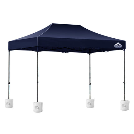 Instahut Gazebo Pop Up 3x4.5m w/Base Podx4 Marquee Folding Outdoor Wedding Camping Tent Shade Canopy Navy.