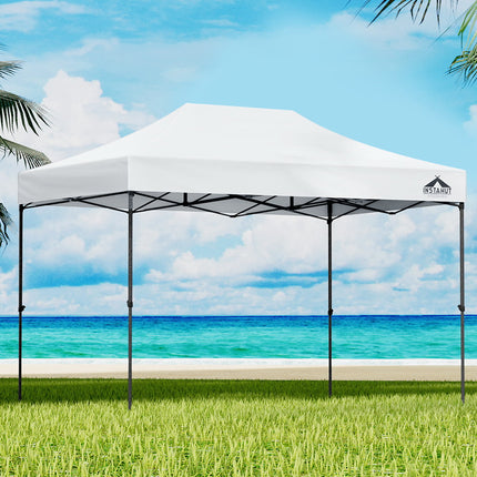 Instahut Gazebo Pop Up Marquee 3x4.5 Folding Tent 500D Oxford Fabric White.
