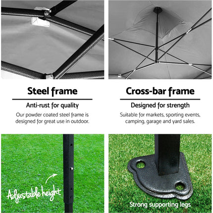 Instahut Gazebo Pop Up Marquee 3x4.5 Folding Tent 500D Oxford Fabric White.