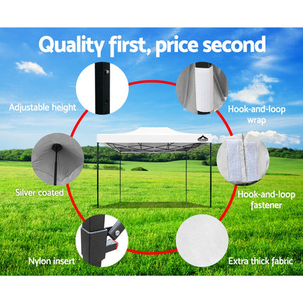 Instahut Gazebo Pop Up Marquee 3x4.5 Folding Tent 500D Oxford Fabric White.