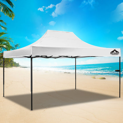 Instahut Gazebo Pop Up Marquee 3x4.5 Folding Tent 500D Oxford Fabric White.