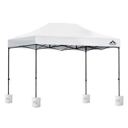 Instahut Gazebo Pop Up 3x4.5m w/Base Podx4 Marquee Folding Outdoor Wedding Camping Tent Shade Canopy White.
