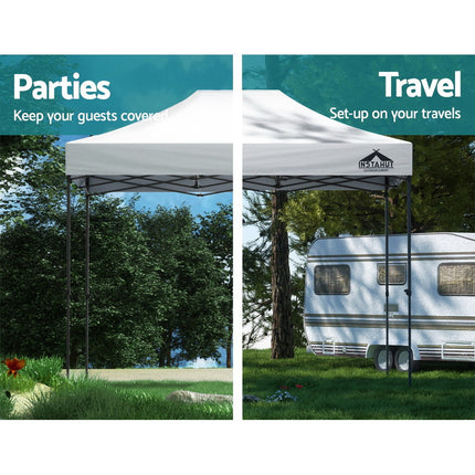 Instahut Gazebo Pop Up 3x4.5m w/Base Podx4 Marquee Folding Outdoor Wedding Camping Tent Shade Canopy White.