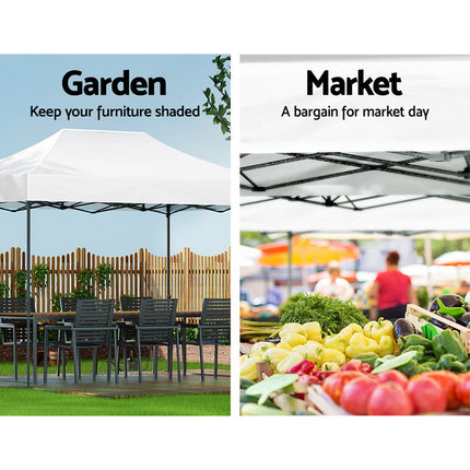 Instahut Gazebo Pop Up 3x4.5m w/Base Podx4 Marquee Folding Outdoor Wedding Camping Tent Shade Canopy White.