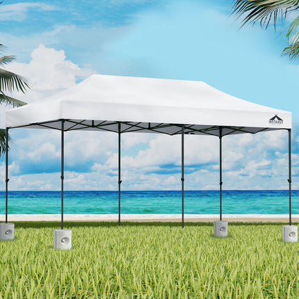 Instahut Gazebo Pop Up Marquee 3x6 Folding 500D Wedding Tent Base Pod White.