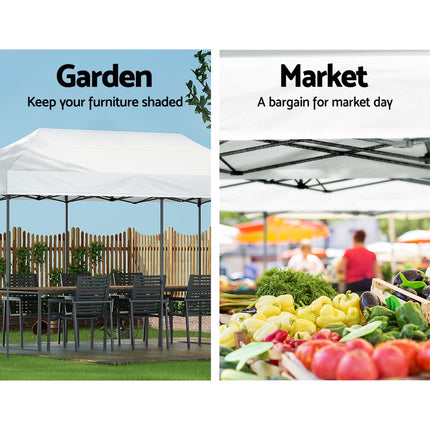 Instahut Gazebo Pop Up Marquee 3x6 Folding 500D Wedding Tent Base Pod White.