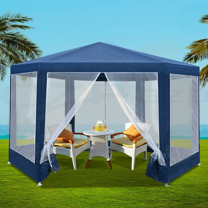 Instahut Gazebo?2x2m Marquee Wedding Party Tent Outdoor Camping Mesh Wall Canopy Shade Gazebos Navy.