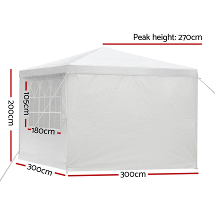 Instahut Gazebo 3x3m Marquee Wedding Party Tent Outdoor Camping Side Wall Canopy Window Panel White.