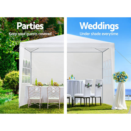 Instahut Gazebo 3x3m Marquee Wedding Party Tent Outdoor Camping Side Wall Canopy Window Panel White.