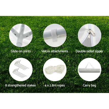 Instahut Gazebo 3x3m Marquee Wedding Party Tent Outdoor Camping Side Wall Canopy Window Panel White.