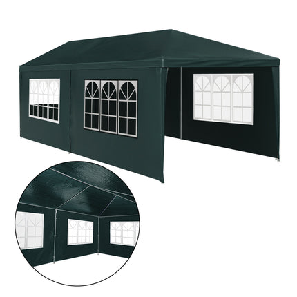 Instahut Gazebo 3x6m Marquee Wedding Party Tent Outdoor Camping Side Wall Canopy 4 Panel Green.