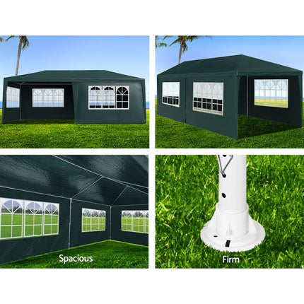 Instahut Gazebo 3x6m Marquee Wedding Party Tent Outdoor Camping Side Wall Canopy 4 Panel Green.