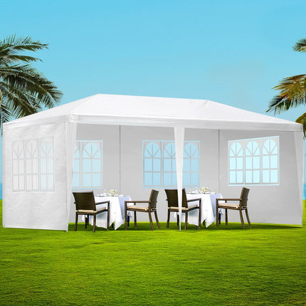 Instahut Gazebo 3x6m Marquee Wedding Party Tent Outdoor Camping Side Wall Canopy 4 Panel White.