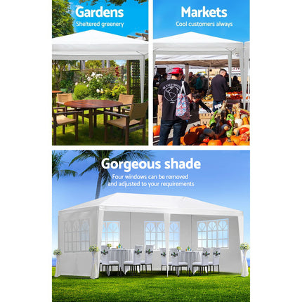 Instahut Gazebo 3x6m Marquee Wedding Party Tent Outdoor Camping Side Wall Canopy 4 Panel White.