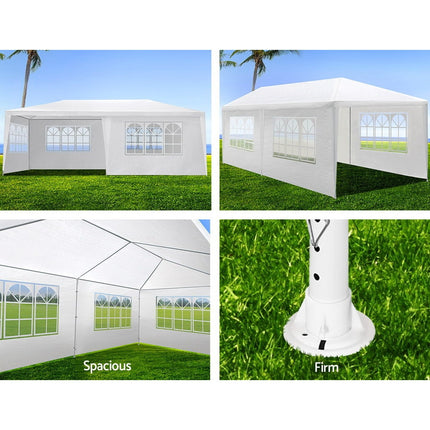 Instahut Gazebo 3x6m Marquee Wedding Party Tent Outdoor Camping Side Wall Canopy 4 Panel White.