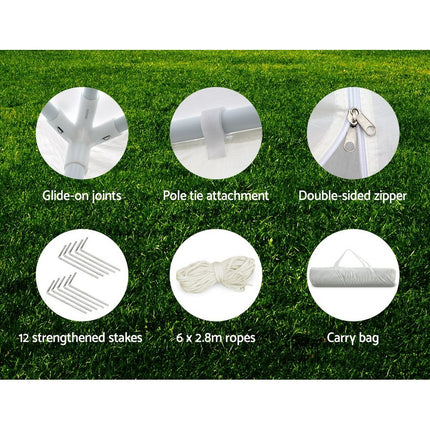 Instahut Gazebo 3x6m Marquee Wedding Party Tent Outdoor Camping Side Wall Canopy 4 Panel White.