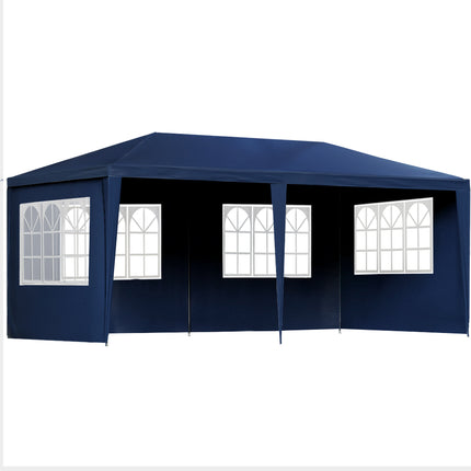 Instahut Gazebo 3x6m Marquee Wedding Party Tent Outdoor Camping Side Wall Canopy 6 Panel Blue.
