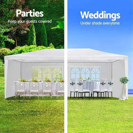 Instahut Gazebo 3x6m Marquee Wedding Party Tent Outdoor Camping Side Wall Canopy 6 Panel White.