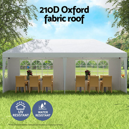 Instahut Gazebo Pop Up Marquee 3x6m Wedding Party Outdoor Camping Tent Canopy Side Wall White.