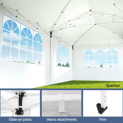 Instahut Gazebo Pop Up Marquee 3x6m Wedding Party Outdoor Camping Tent Canopy Side Wall White.