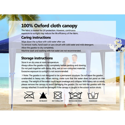 Instahut Gazebo 3x9m Marquee Wedding Party Tent Outdoor Camping Side Wall Canopy 8 Panel Blue.