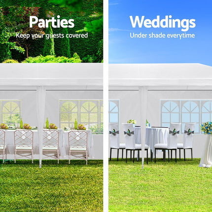 Instahut Gazebo 3x9m Marquee Wedding Party Tent Outdoor Camping Side Wall Canopy 8 Panel White.