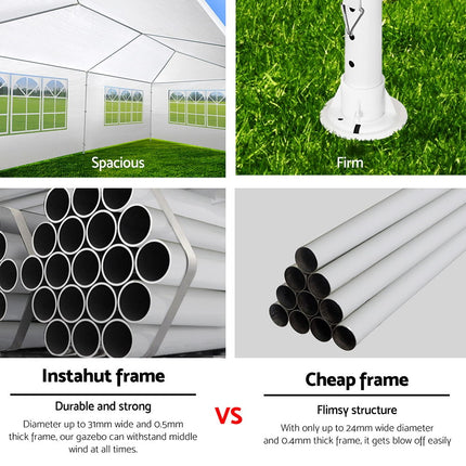 Instahut Gazebo 3x9m Marquee Wedding Party Tent Outdoor Camping Side Wall Canopy 8 Panel White.