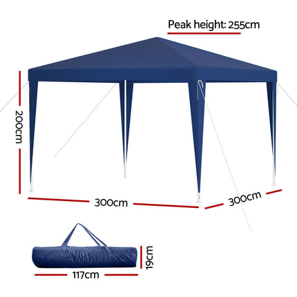 Instahut Gazebo 3x3m Wedding Party Marquee Tent Outdoor Event Camping Canopy Shade.