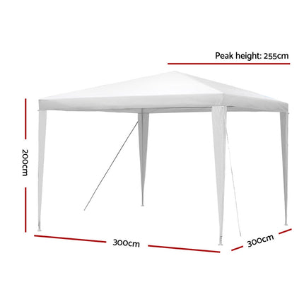 Instahut Gazebo 3x3m Wedding Party Marquee Tent Outdoor Event Camping Canopy Shade White.