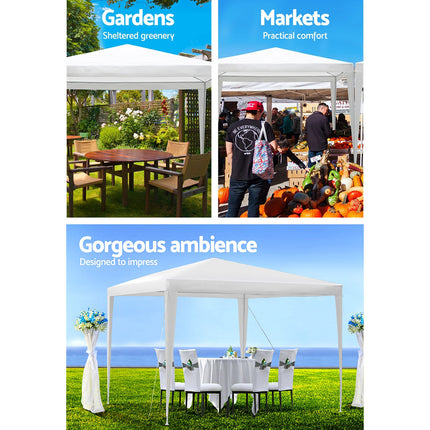 Instahut Gazebo 3x3m Wedding Party Marquee Tent Outdoor Event Camping Canopy Shade White.
