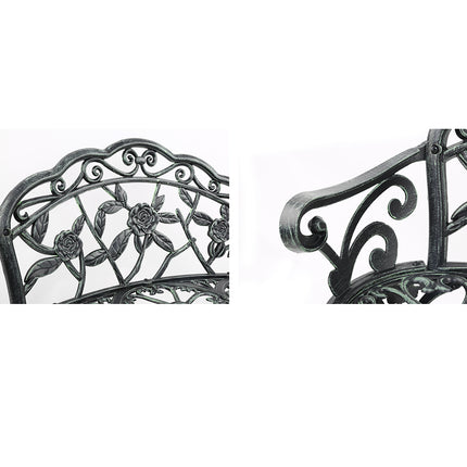 Gardeon Outdoor Garden Bench Seat 100cm Cast Aluminium Patio Chair Vintage Green.