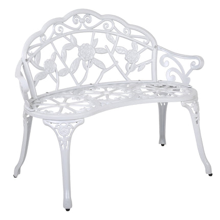 Gardeon Outdoor Garden Bench Seat 100cm Cast Aluminium Outdoor Patio Chair Vintage White.