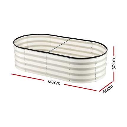 Green Fingers Raised Garden Bed 2 Pack Galvanised Planter Box Rust Resistant 120x60x30cm White.