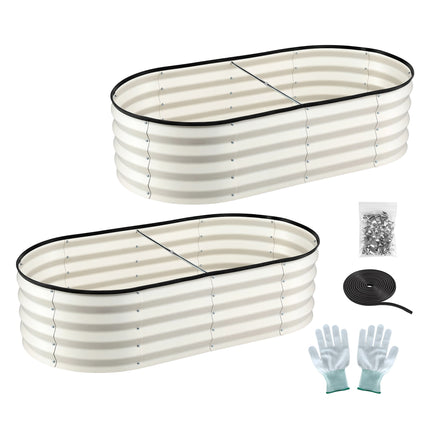Green Fingers Raised Garden Bed 2 Pack Galvanised Planter Box Rust Resistant 120x60x30cm White.