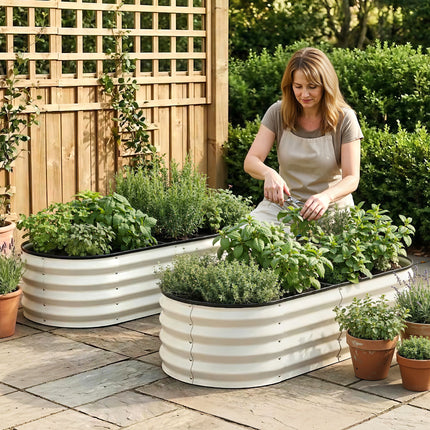Green Fingers Raised Garden Bed 2 Pack Galvanised Planter Box Rust Resistant 120x60x30cm White.