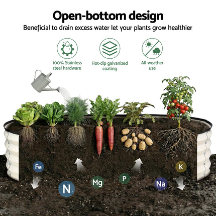 Green Fingers Raised Garden Bed 2 Pack Galvanised Planter Box Rust Resistant 120x60x30cm White.