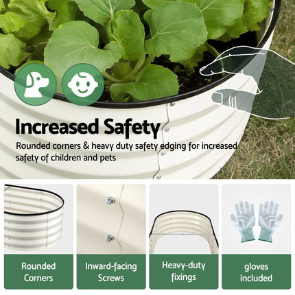 Green Fingers Raised Garden Bed 2 Pack Galvanised Planter Box Rust Resistant 120x60x30cm White.