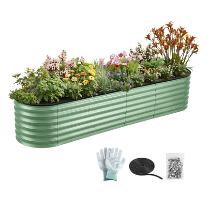 Green Fingers Oval Raised Garden Bed Galvanised Planter Box Rust Resistant 240x60x45cm Green.