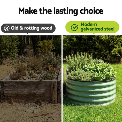 Green Fingers Oval Raised Garden Bed Galvanised Planter Box Rust Resistant 240x60x45cm Green.