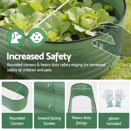 Green Fingers Oval Raised Garden Bed Galvanised Planter Box Rust Resistant 240x60x45cm Green.