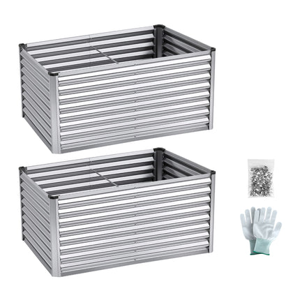 Green Fingers Raised Garden Bed 2 in 1 Modular Galvanised Planter Box Rust Resistant 240x80x60cm.