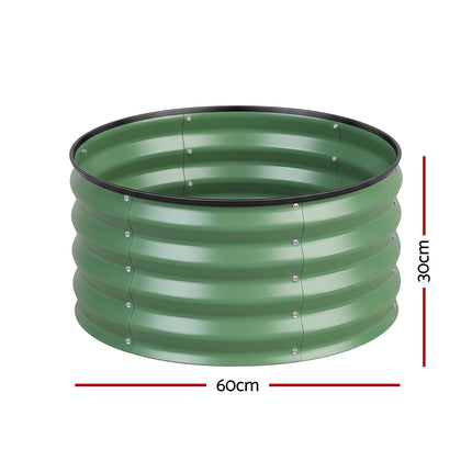 Green Fingers Round Raised Garden Bed 2 Pack Galvanised Planter Box Rust Resistant 60x60x30cm Green