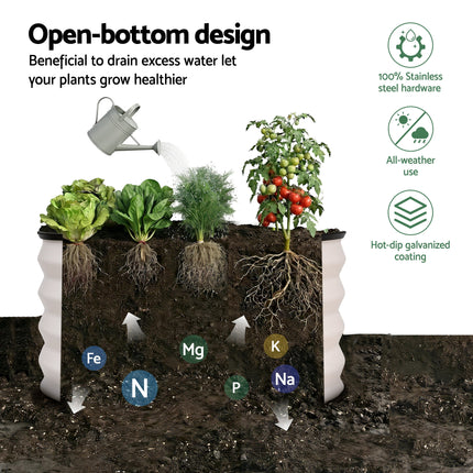 Green Fingers Round Raised Garden Bed 2 Pack Galvanised Planter Box Rust Resistant 60x60x30cm White.