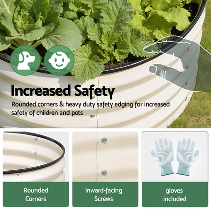 Green Fingers Round Raised Garden Bed 2 Pack Galvanised Planter Box Rust Resistant 60x60x30cm White.