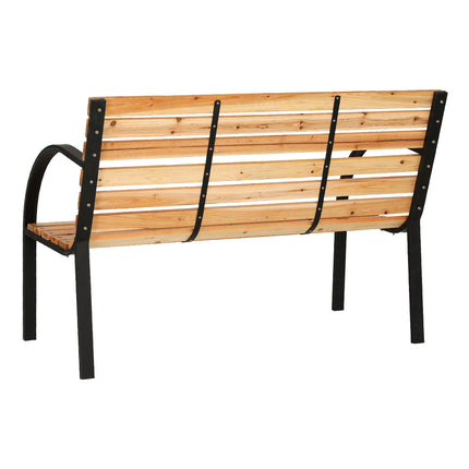 Gardeon Outdoor Garden Bench Seat 120cm Wooden Steel 2 Seater Patio Furniture Natural.