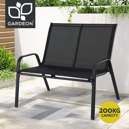 Gardeon Garden Bench Seat Steel Outdoor Patio Park Lounge Backyard Chair Black.