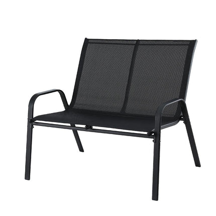 Gardeon Garden Bench Seat Steel Outdoor Patio Park Lounge Backyard Chair Black.