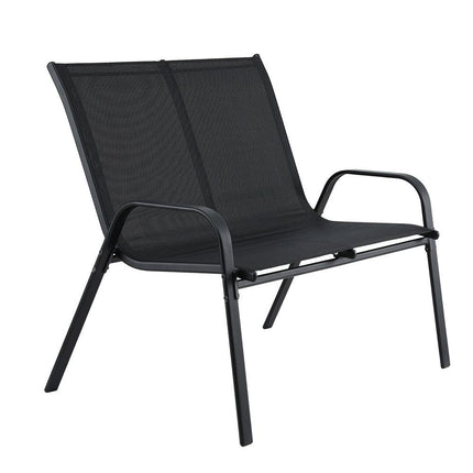 Gardeon Garden Bench Seat Steel Outdoor Patio Park Lounge Backyard Chair Black.